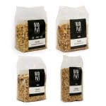 Bio snack granola verpakt in transparante zakken