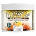 Romige passievrucht-yogurt in een glazen pot