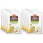 Gezonde frisse yoghurt met citroen en limoen smaak