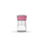 Schoon en strak yoghurtopschrijfje in glas en roze siliconen