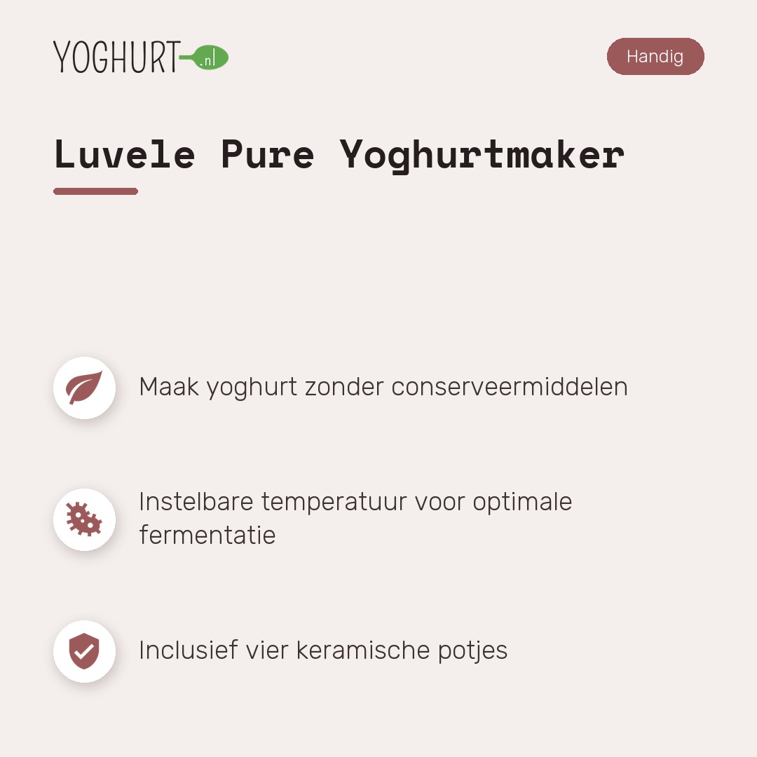 Luvele Pure Yoghurtmaker – Kenmerken · tegel A