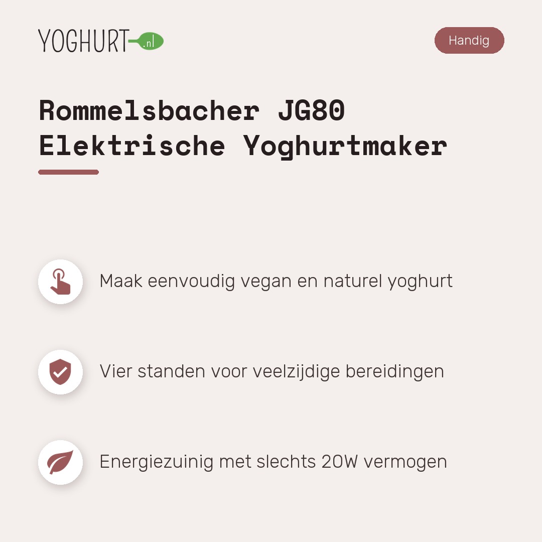 Rommelsbacher JG80 Elektrische Yoghurtmaker – Kenmerken · tegel A