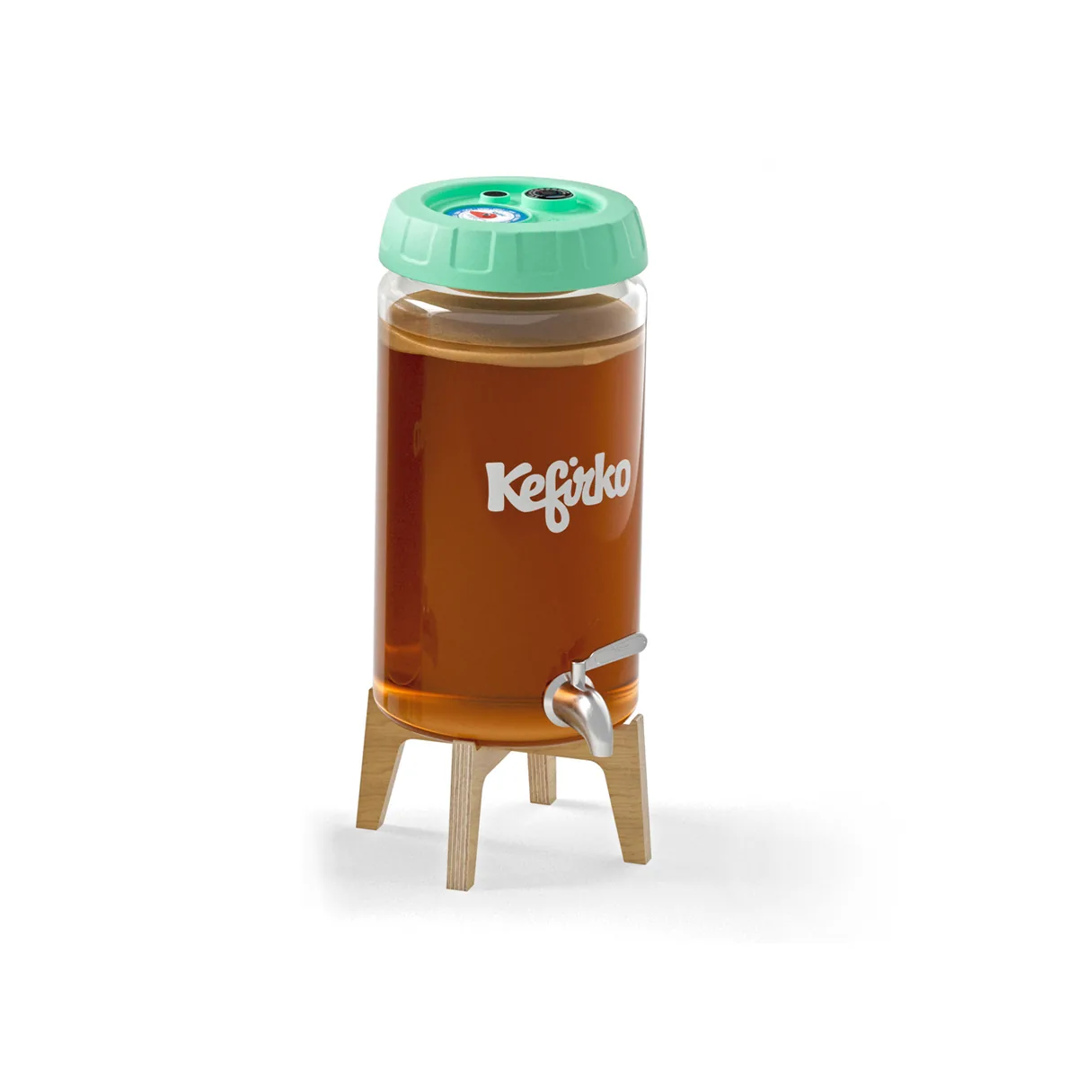 KefirKo Kombucha Fermenter 4 l met kombucha, standaard en kraantje