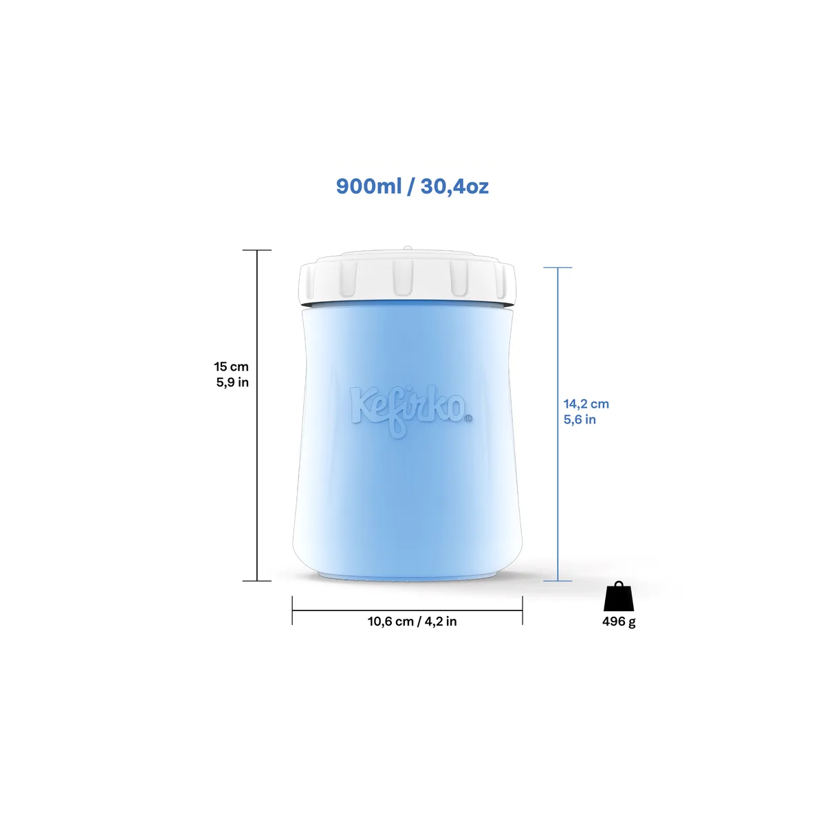 Kefirko Bewaarpot 900 ml: afmetingen